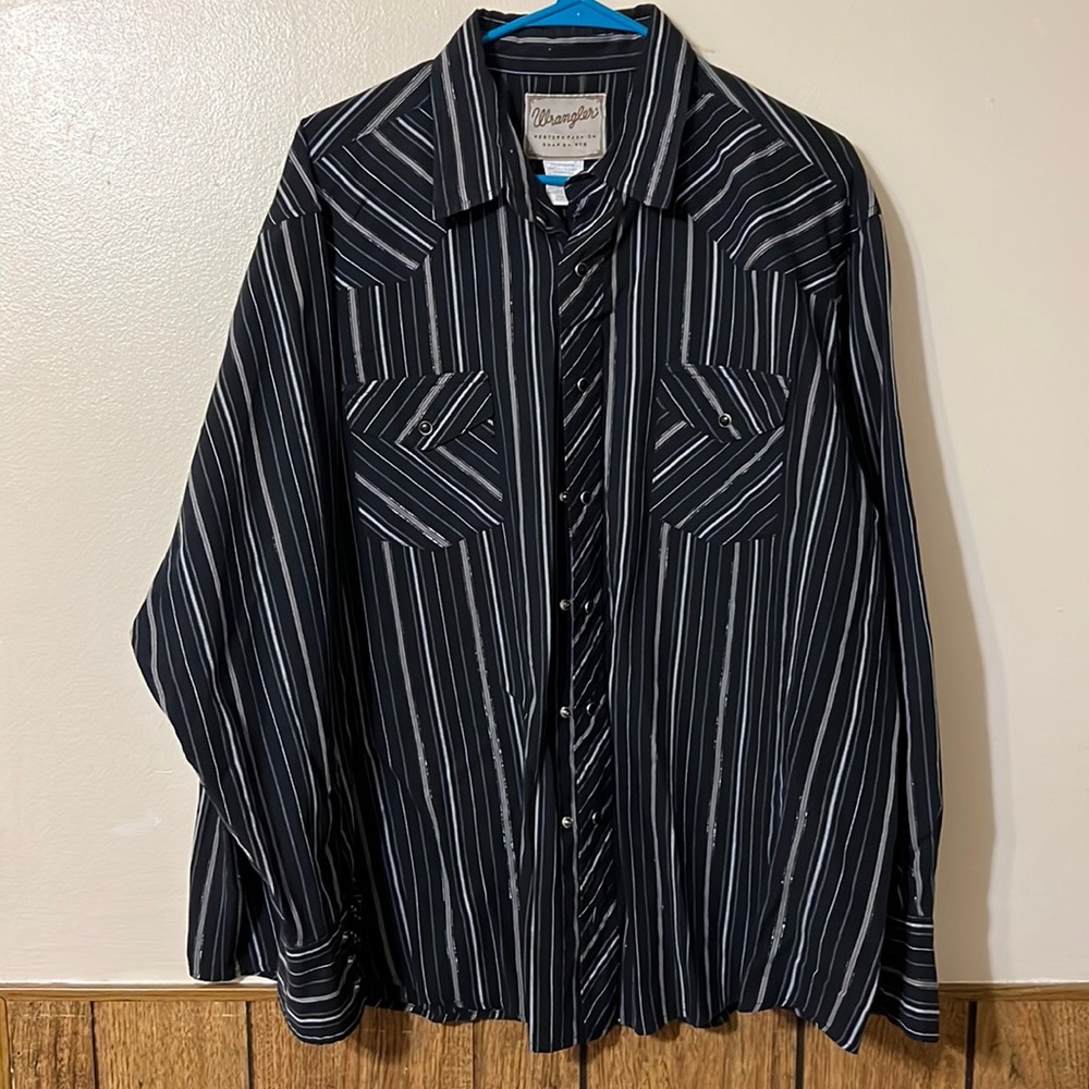 Wrangler Stripe Pearl Snap Western Style Long Sleeve Shirt Men's Size XXL